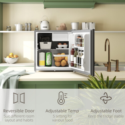 Homcom HOMCOM 46L Counter Top Fridge Mini Fridge with Lock Chiller Box Grey 2