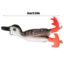 (Brown) Duck Topwater Fishing Bait Soft Double Propeller Duckling Swimming Lures 3D Duck Fishing Lure With Splashing Feet