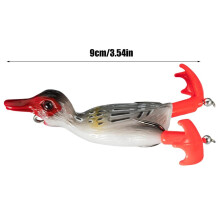 (Gray) Duck Topwater Fishing Bait Soft Double Propeller Duckling Swimming Lures 3D Duck Fishing Lure With Splashing Feet