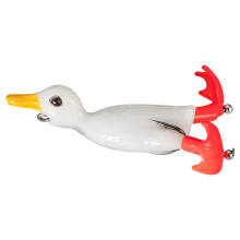 (White) Duck Topwater Fishing Bait Soft Double Propeller Duckling Swimming Lures 3D Duck Fishing Lure With Splashing Feet