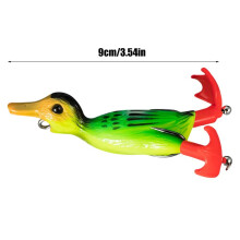 (Green) Duck Topwater Fishing Bait Soft Double Propeller Duckling Swimming Lures 3D Duck Fishing Lure With Splashing Feet