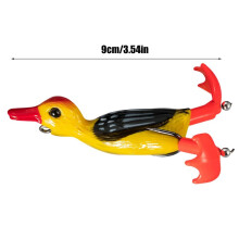 (Yellow) Duck Topwater Fishing Bait Soft Double Propeller Duckling Swimming Lures 3D Duck Fishing Lure With Splashing Feet