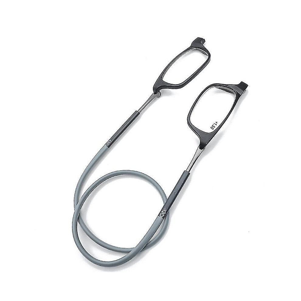 Grey (, 2.5 Magnification) Reading Glasses High-Grade Tr Magnetic Absorption Hanging Neck Funky Readers Glasses