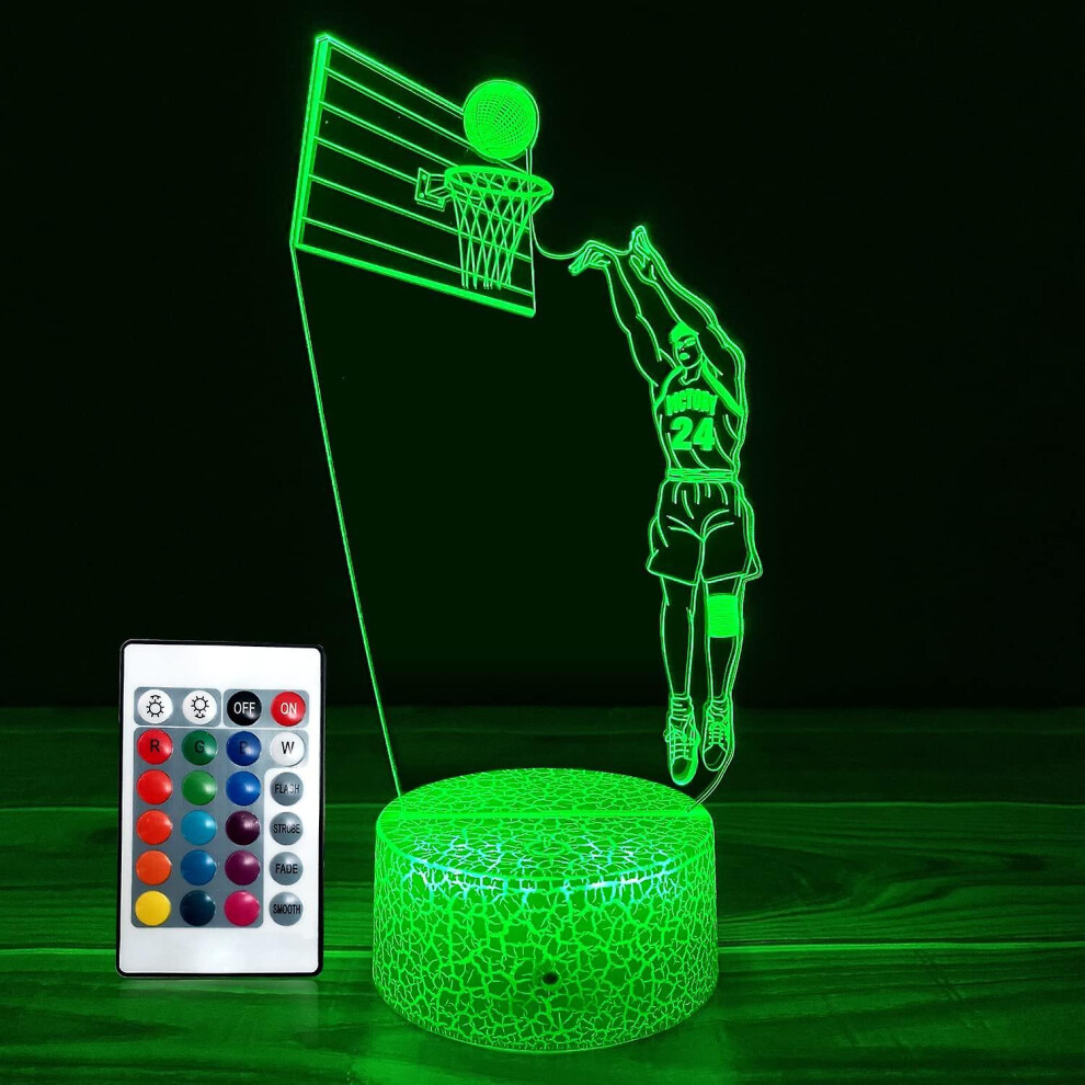 Wekity Basketball Lamp , Basketball Gifts 16 Colors Change With Remote Control 3d Optical Illusion Basketball Decor Light As A Gift Ideas For Baby Boy