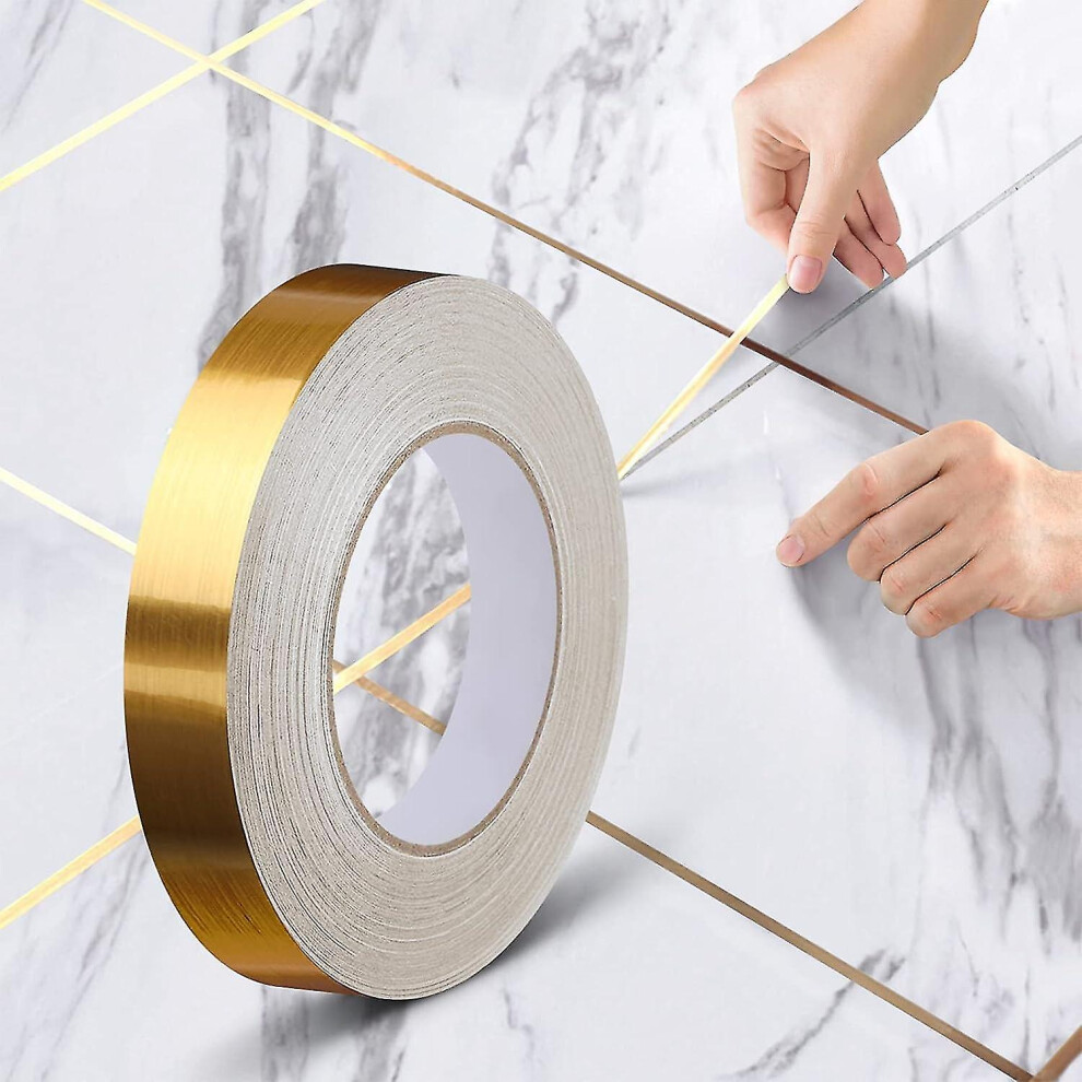 1Pc (2Cm*50M,Gold)Tile Self Adhesive Decorative Adhesive Tape,Waterproof Joint Line Tape,For Floors,Walls,Ceilings,Doors And Windows,Home Deco 7364071008888