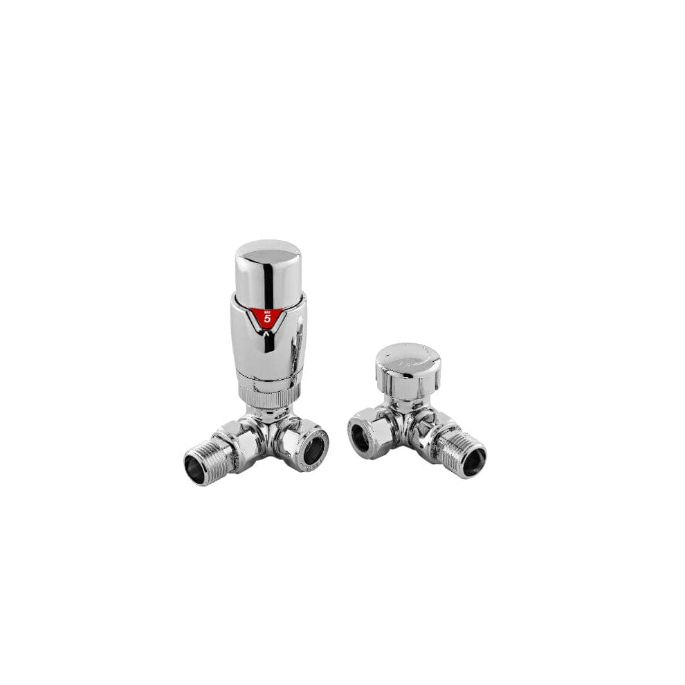 Nuie Luxury Corner Thermostatic Radiator Valves Pair - Chrome 5055275871072