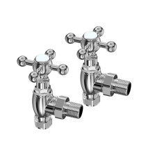 Victoria Traditional Angled Radiator Valve Pair - Chrome