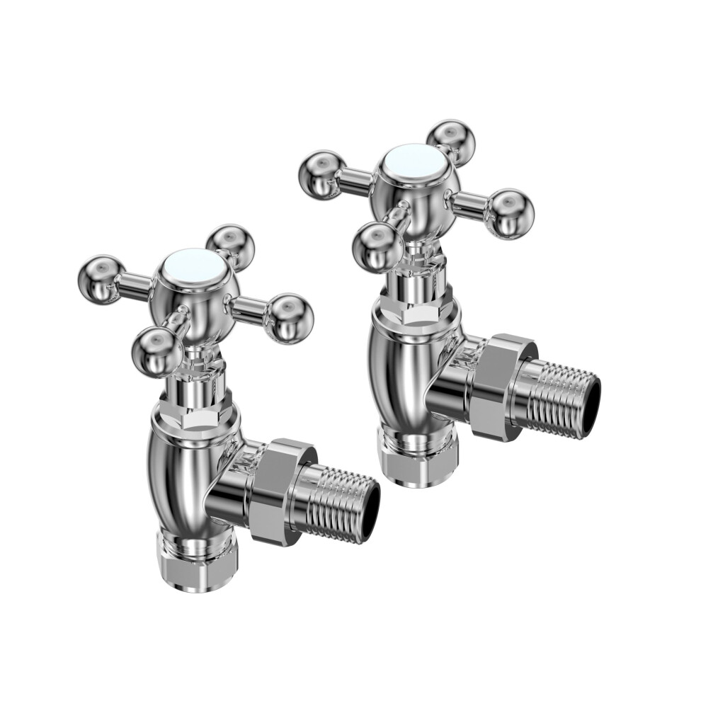 Victoria Traditional Angled Radiator Valve Pair - Chrome 5056066467832