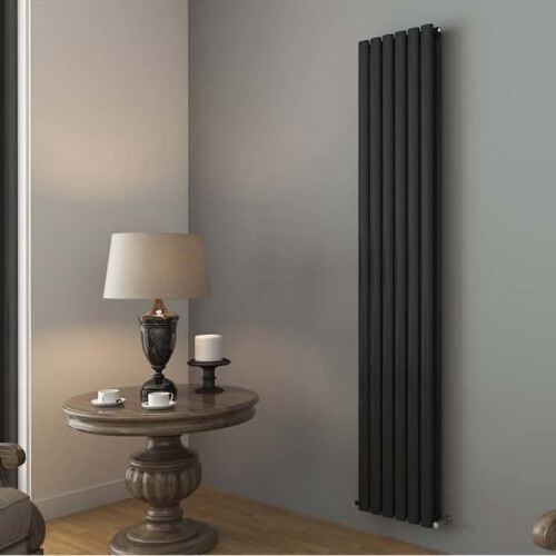 (Anthracite, 1800mm x 360mm) Princia Vertical Double Oval Panel Radiator 2