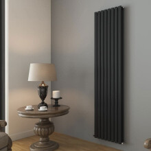 (Anthracite, 1800mm x 480mm) Princia Vertical Double Oval Panel Radiator