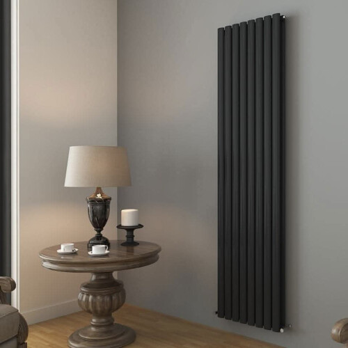 (Anthracite, 1800mm x 480mm) Princia Vertical Double Oval Panel Radiator