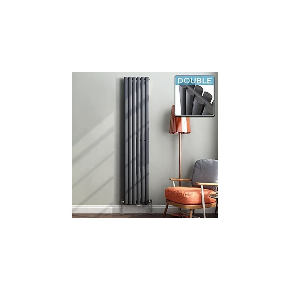 (Anthracite, 1800Mm X 600Mm) Princia Vertical Double Oval Panel Radiator 5056066414218
