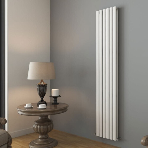 (White, 1800mm x 360mm) Princia Vertical Double Oval Panel Radiator