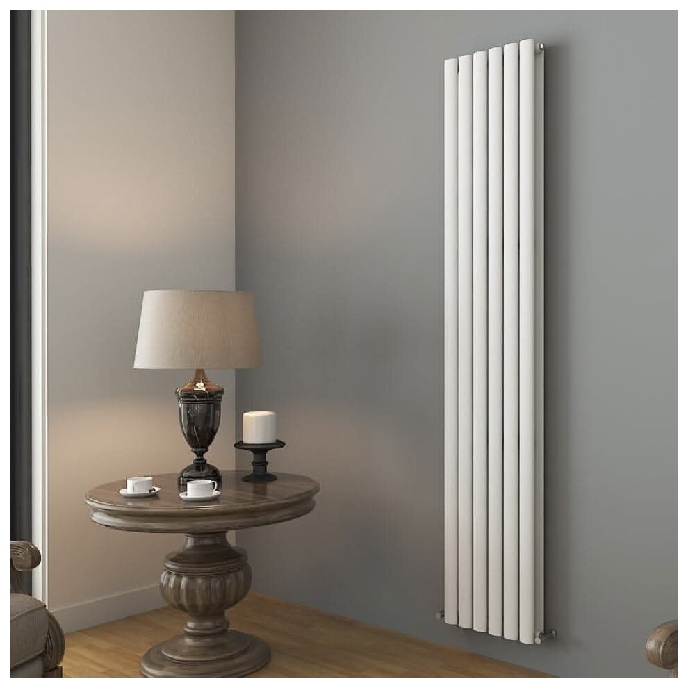 (White, 1800Mm X 360Mm) Princia Vertical Double Oval Panel Radiator 5056066414164