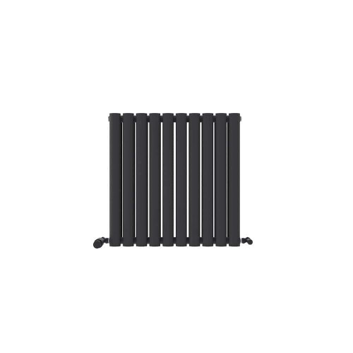 (Anthracite Grey, 600mm x 600mm) Princia Horizontal Double Oval Panel Radiator