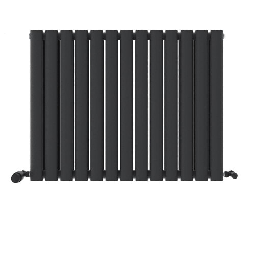 (Anthracite Grey, 600mm x 780mm) Princia Horizontal Double Oval Panel Radiator