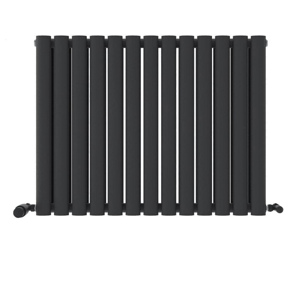 Ibathuk (Anthracite Grey, 600Mm X 780Mm) Princia Horizontal Double Oval Panel Radiator