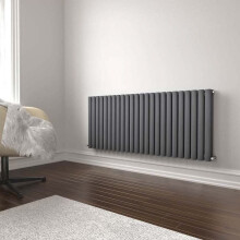 (Anthracite Grey, 600mm x 1620mm) Princia Horizontal Double Oval Panel Radiator