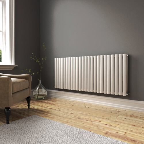 (White, 600mm x 1440mm) Princia Horizontal Double Oval Panel Radiator