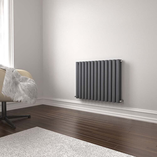 (White, 600mm x 1440mm) Princia Horizontal Double Oval Panel Radiator 1
