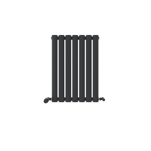 (Anthracite Grey, 600mm x 420mm) Princia Horizontal Single Oval Panel Radiator
