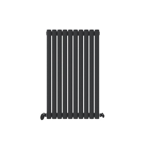 (Anthracite Grey, 600mm x 600mm) Princia Horizontal Single Oval Panel Radiator