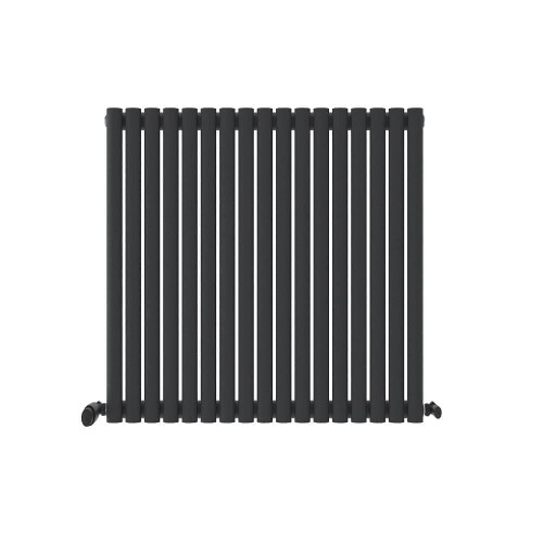 (Anthracite Grey, 600mm x 1020mm) Princia Horizontal Single Oval Panel Radiator