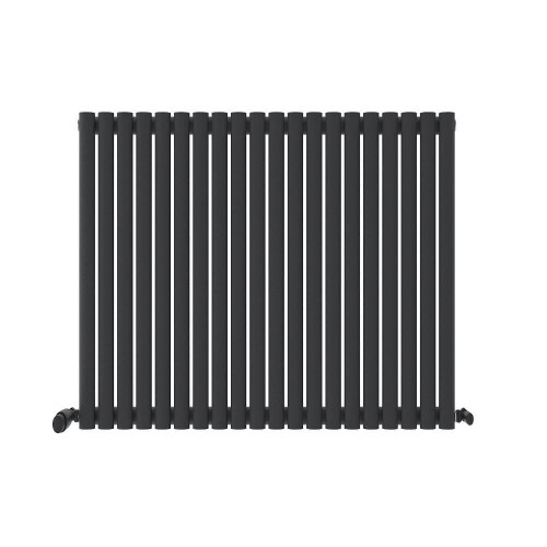 (Anthracite Grey, 600mm x 1200mm) Princia Horizontal Single Oval Panel Radiator