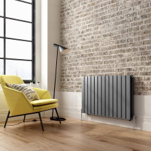 (White, 600mm x 608mm) iBathUK Apex Horizontal Double Panel Slim Flat Radiator, Designer Radiator, UK Radiators, Slim Radiators