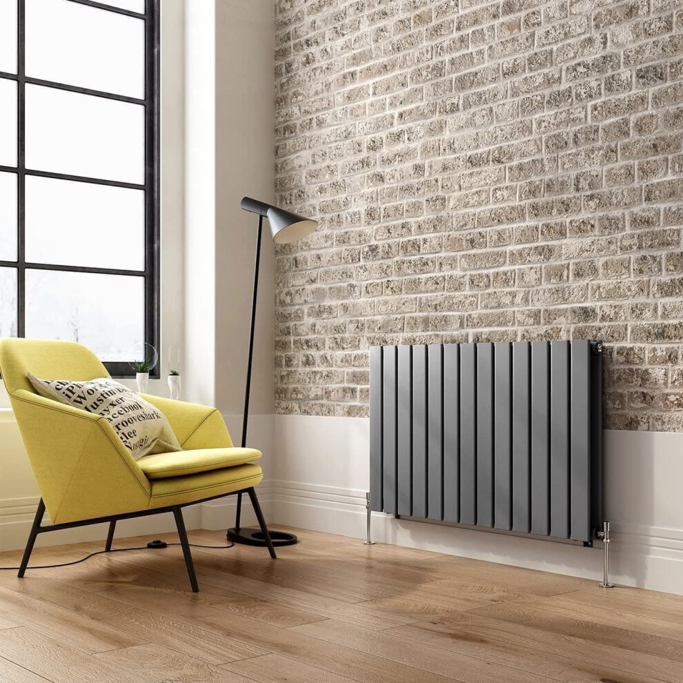 (White, 600mm x 836mm) iBathUK Apex Horizontal Double Panel Slim Flat Radiator, Designer Radiator, UK Radiators, Slim Radiators