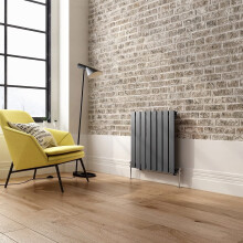 (White, 600mm x 988mm) iBathUK Apex Horizontal Single Panel Slim Radiator, Designer Heating Radiators
