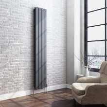 (Anthracite Grey, 1800mm x 306mm) iBathUK Apex Vertical Double Slim Flat Panel Radiator, Designer Radiator, Vertical Electric Radiators