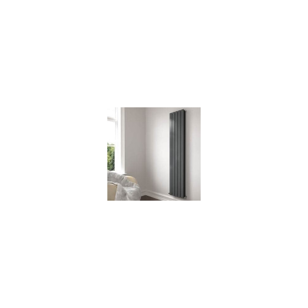 Ibathuk (Anthracite Grey, 1800Mm X 380Mm) Apex Vertical Double Slim Flat Panel Radiator, Designer Radiator, Vertical Electric Radiators