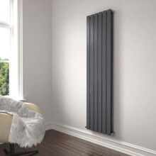 (Anthracite Grey, 1800mm x 456mm) iBathUK Apex Vertical Double Slim Flat Panel Radiator, Designer Radiator, Vertical Electric Radiators