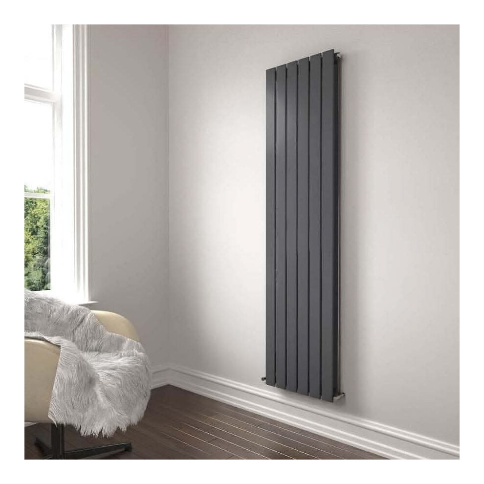 Ibathuk (Anthracite Grey, 1800Mm X 456Mm) Apex Vertical Double Slim Flat Panel Radiator, Designer Radiator, Vertical Electric Radiators