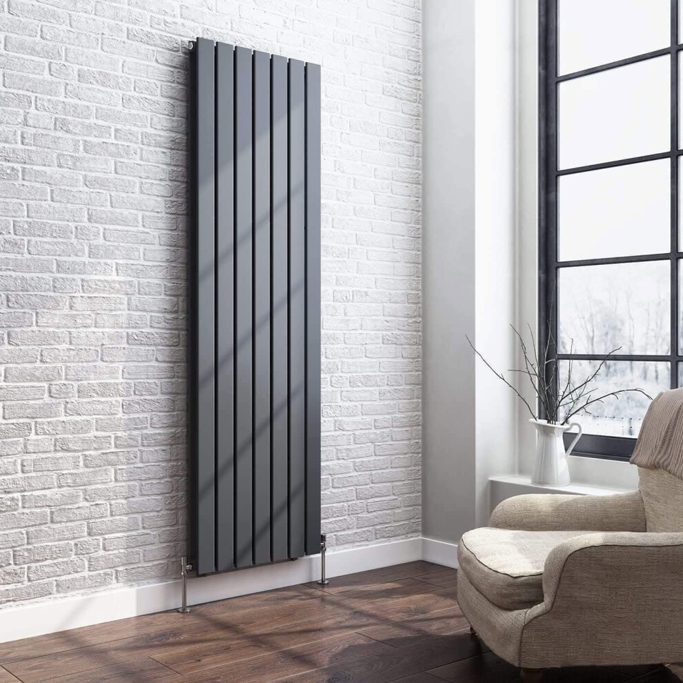 (Anthracite Grey, 1800Mm X 532Mm) Ibathuk Apex Vertical Double Slim Flat Panel Radiator, Designer Radiator, Vertical Electric Radiators 5056066435145