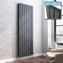 (Anthracite Grey, 1800mm x 608mm) iBathUK Apex Vertical Double Slim Flat Panel Radiator, Designer Radiator, Vertical Electric Radiators