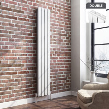 (White, 1800mm x 306mm) iBathUK Apex Vertical Double Slim Flat Panel Radiator, Designer Radiator, Vertical Electric Radiators