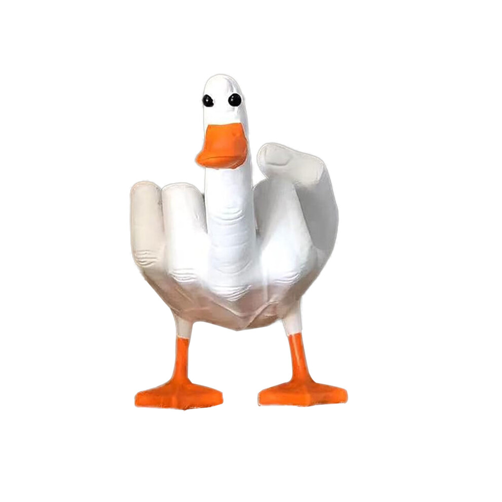 (White) Cute Middle Finger Duck Resin Phone Holder Decor White 9401284770671