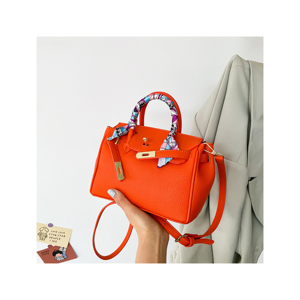 (Orange) Korean style fashion Kelly bag large capacity women's bag new simple texture crossbody bag