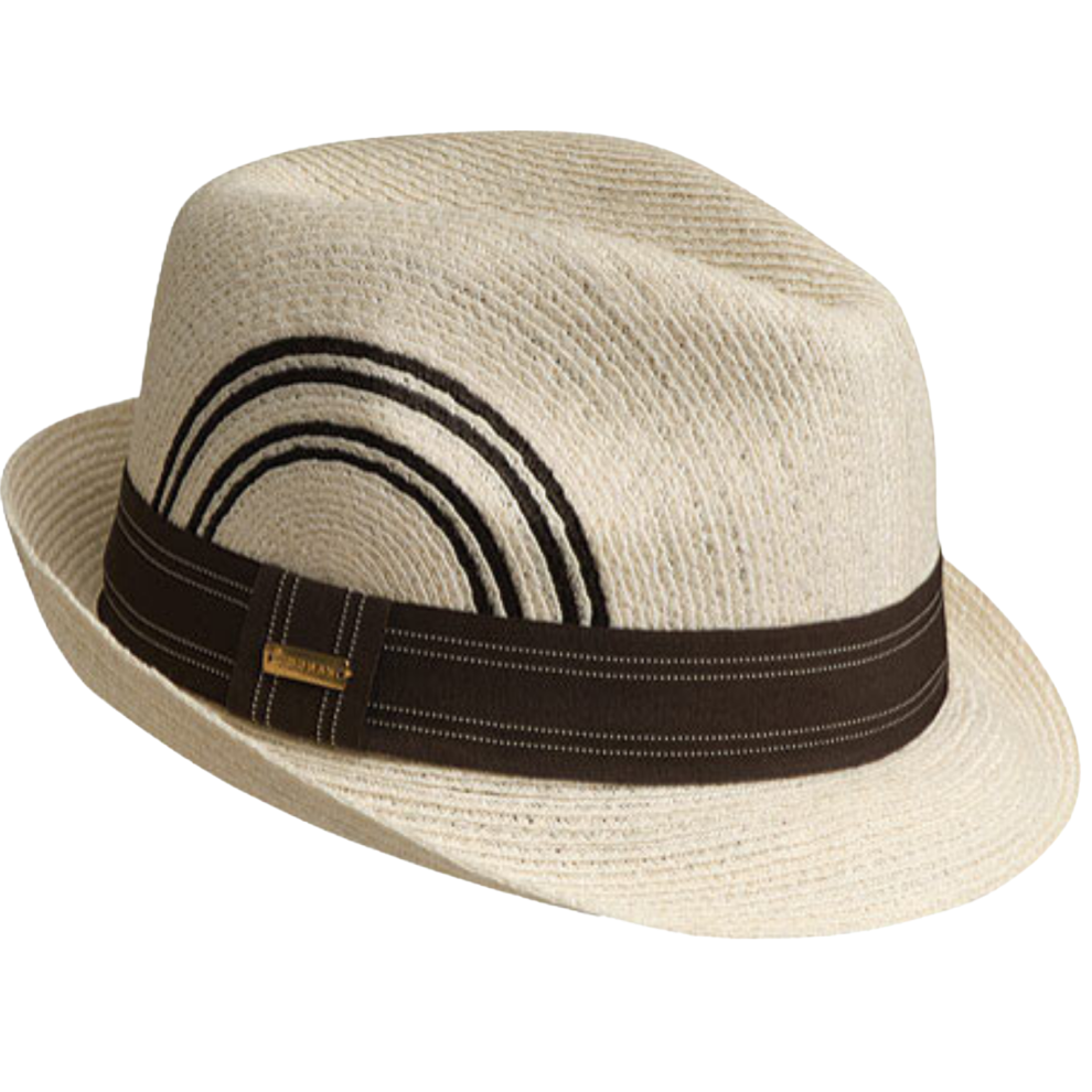 (L) KANGOL Ashton Braid Player Trilby Hat 100% Sisal Fedora Brim Cap - Natural