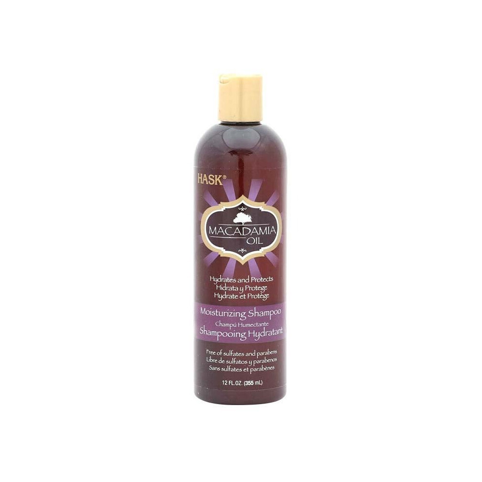 Hask Macadamia Oil Moisturizing Shampoo 355ml | Hydrating & Repairing Shampoo for Dry Hair | Paraben & Sulfate-Free | Color Safe