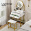 ELECWISH (Gold) Modern Dressing Table LED Mirror 2 Drawer Stool UK 5