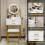 ELECWISH (Gold) Modern Dressing Table LED Mirror 2 Drawer Stool UK 7