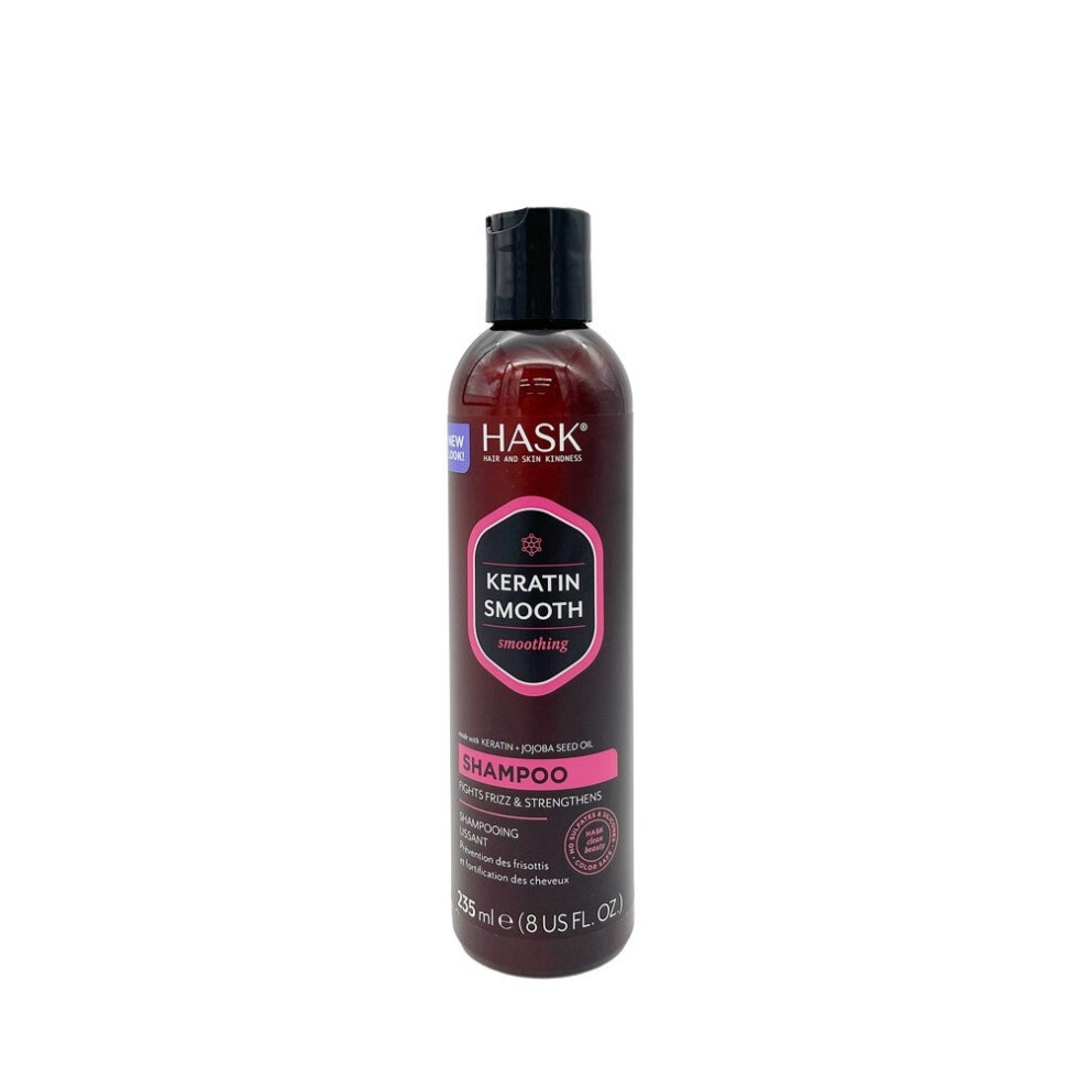 Hask Keratin Smoothing Shampoo 235ml |Strengthening & Frizz Control Shampoo for Damaged Hair | Sulfate-Free, Paraben-Free | Color Safe