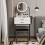 ELECWISH (Black) Modern Dressing Table LED Mirror 2 Drawer Stool UK 1
