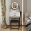 ELECWISH (Black) Modern Dressing Table LED Mirror 2 Drawer Stool UK 4