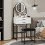ELECWISH (Black) Modern Dressing Table LED Mirror 2 Drawer Stool UK 3