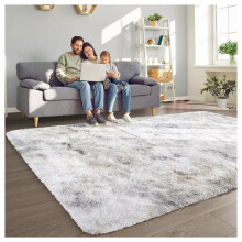 (200cm x 290cm_Extra Large Rugs For Living Room Bedroom Floor Area, Tie Dye Light Grey) Non-Slip Grey Rugs Shaggy Area Rug Soft Carpet Mat