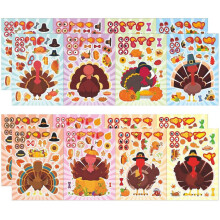 16 Sheets Puzzle Stickers Funny Thanksgiving Scrapbook Decals Make A Face Stickers Kids Educational Toys Gift